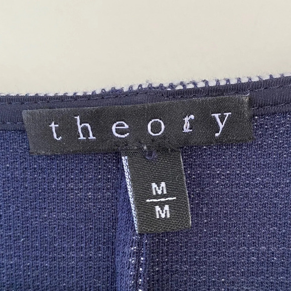 Theory, Mimi H Plentiful ¾ Sleeve Shift Dress, Navy Blue, White - Picture 8 of 10